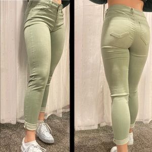 Pastel Green High Waisted Skinny Jeans
